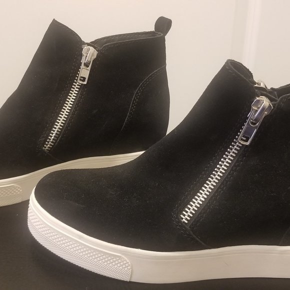 NEW Women's Black Suede Steve Madden Wedgie Sneakers, Size 9.5 - Picture 6 of 13